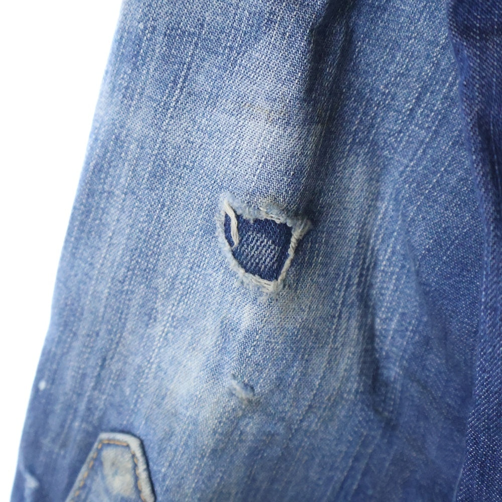 DSQUARED2(ディースクエアード) フロントロゴパッチ ダメージ加工 長袖デニムシャツ インディゴ S74DM0354 S30341