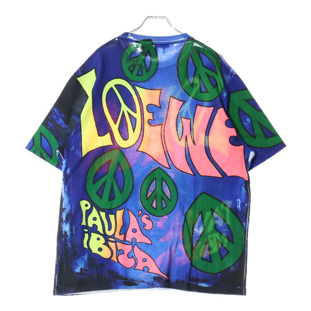 LOEWE(ロエベ) 22SS × Paula's Ibiza パウラズイビザ ピースマーク ロゴプリント クルーネック半袖Tシャツ カットソー ブルー H616Y22X34