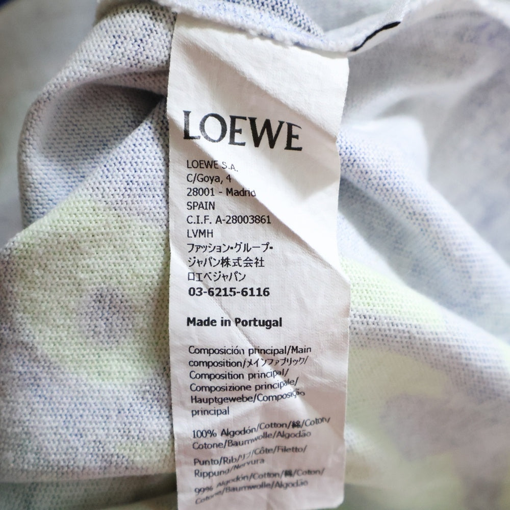 LOEWE(ロエベ) 22SS × Paula's Ibiza パウラズイビザ ピースマーク ロゴプリント クルーネック半袖Tシャツ カットソー ブルー H616Y22X34