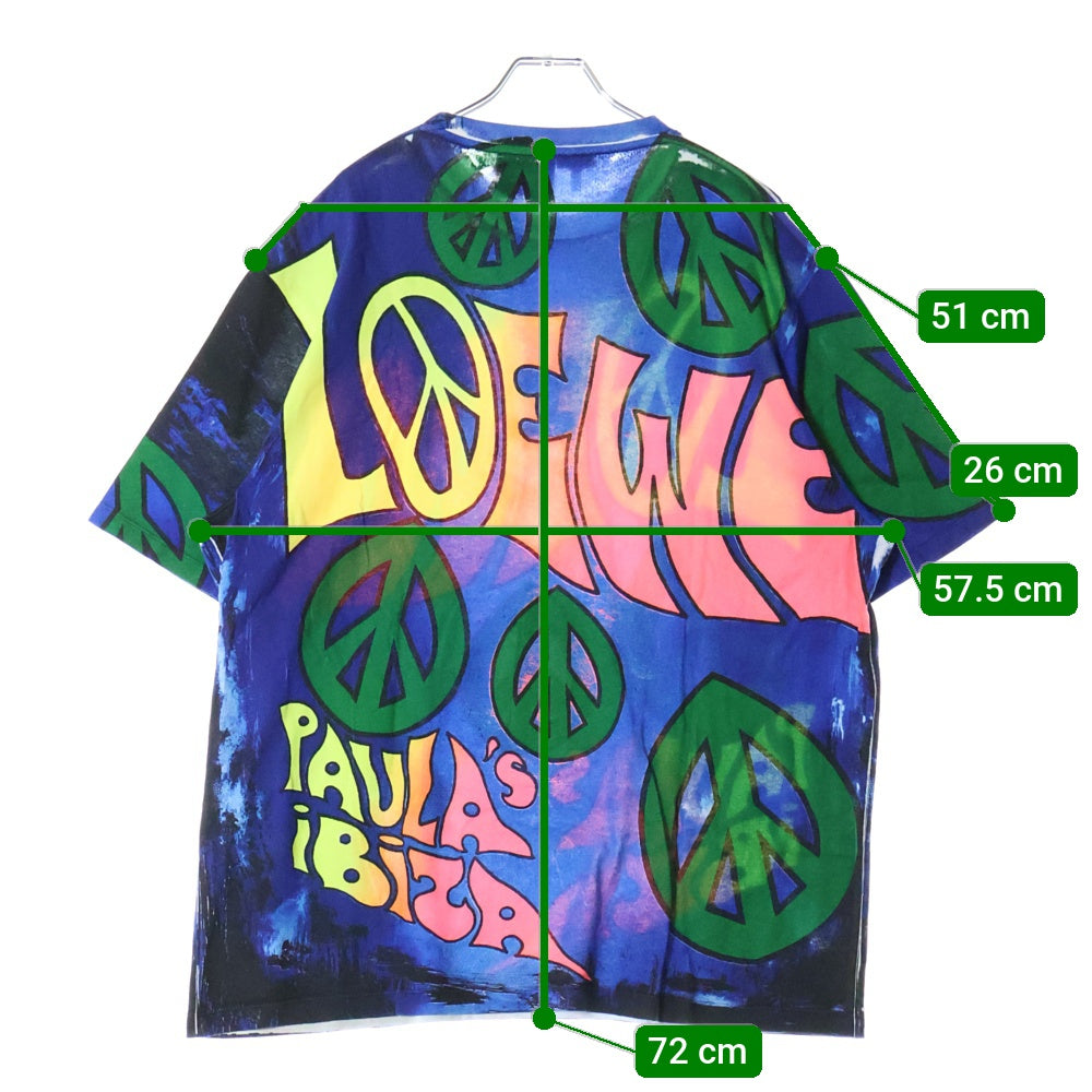 LOEWE(ロエベ) 22SS × Paula's Ibiza パウラズイビザ ピースマーク ロゴプリント クルーネック半袖Tシャツ カットソー ブルー H616Y22X34