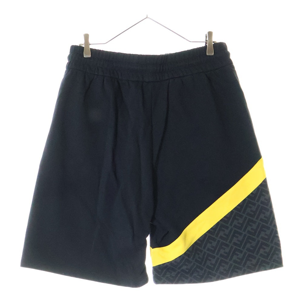 FENDI(フェンディ) ズッカ柄 切り替え スウェット ショーツショート ハーフパンツ ブラック/イエロー FAB656 AN67