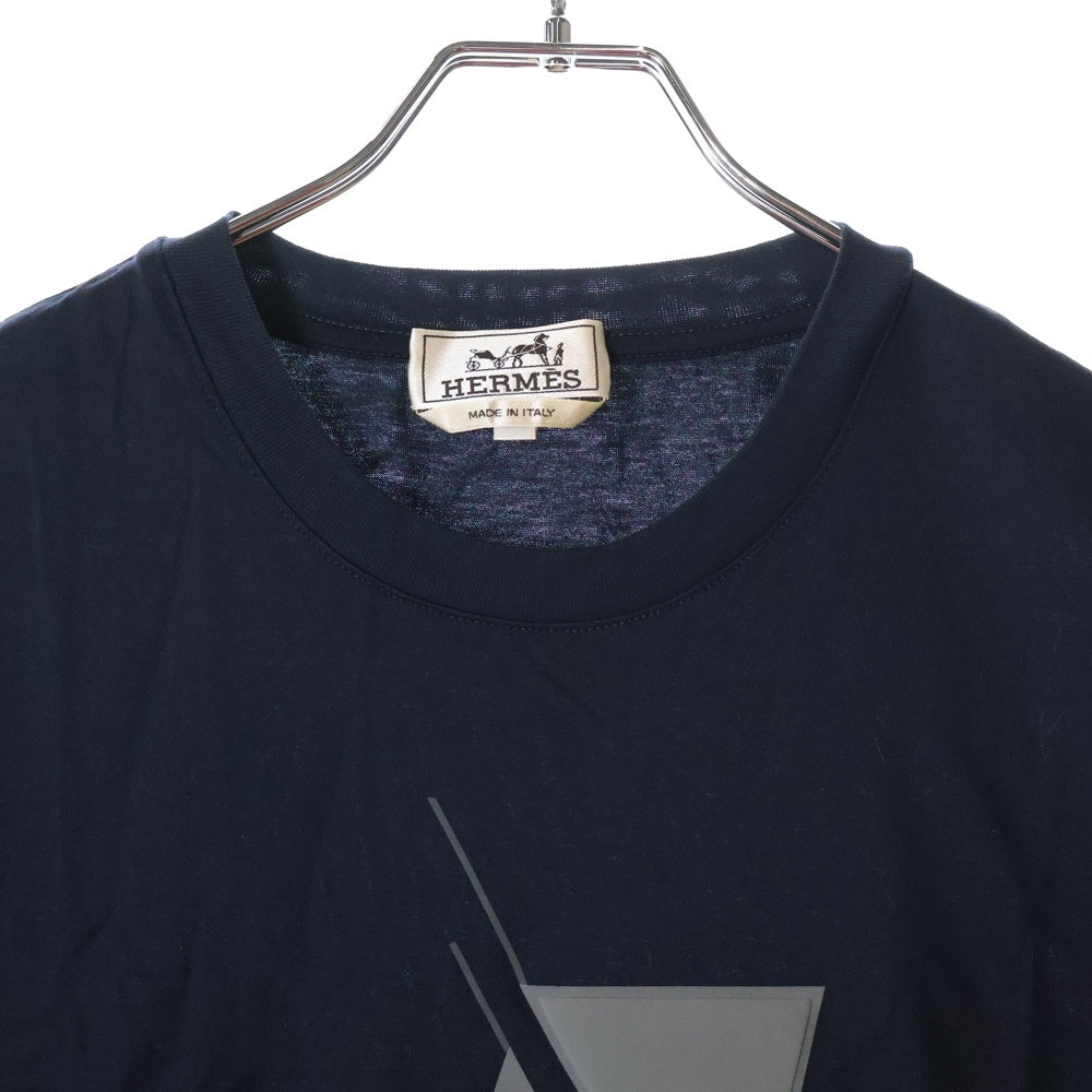 HERMES(エルメス) 24SS エトリエ アン フラグモン クルーネック半袖Tシャツ カットソー ネイビー