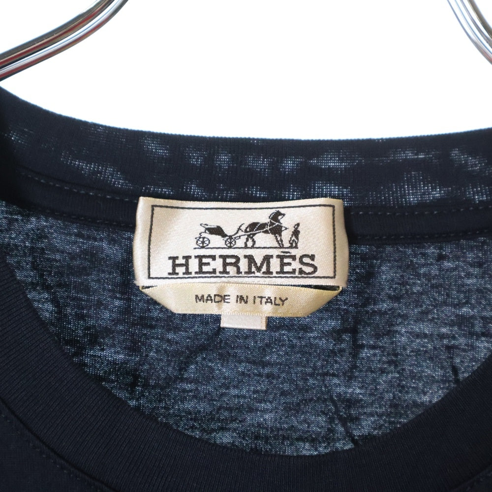 HERMES(エルメス) 24SS エトリエ アン フラグモン クルーネック半袖Tシャツ カットソー ネイビー