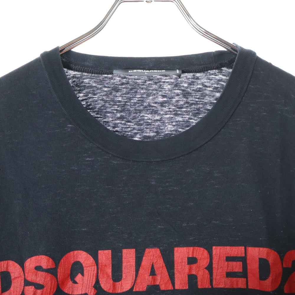 DSQUARED2(ディースクエアード) 19AW フロントロゴプリント クルーネック半袖Tシャツ カットソー ブラック S74GD0592 S22507