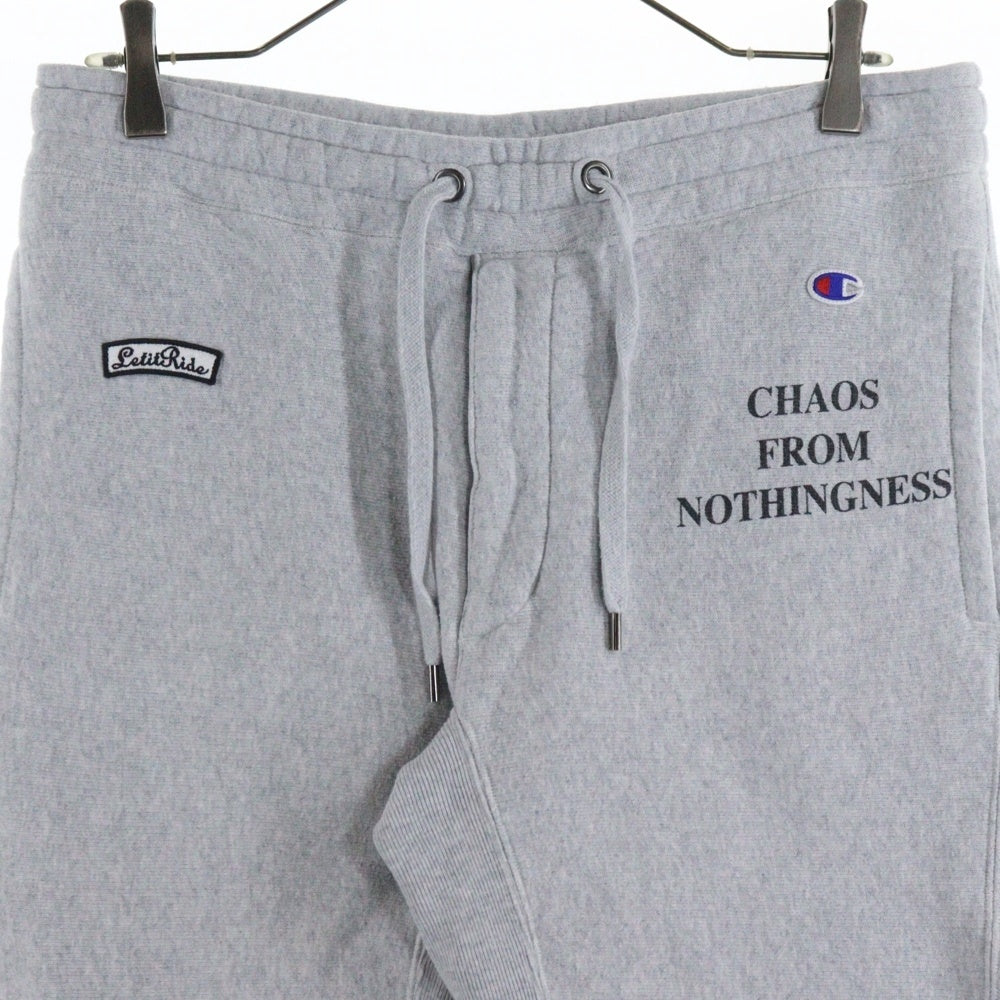 CHAMPION(チャンピオン) ×Let it Ride レットイットライド ロゴワッペン スウェットパンツ グレー C8-K204
