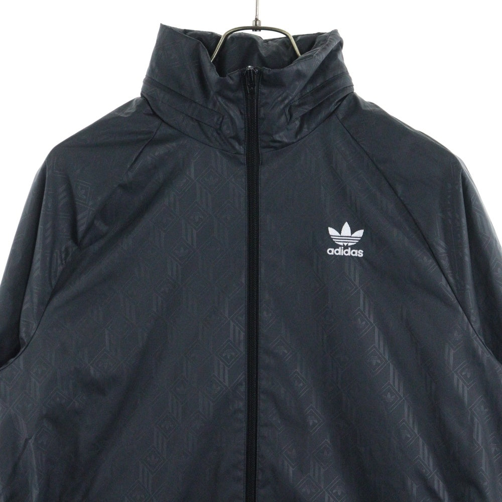 adidas(アディダス) 総柄 ロゴプリント ジップアップ ナイロン