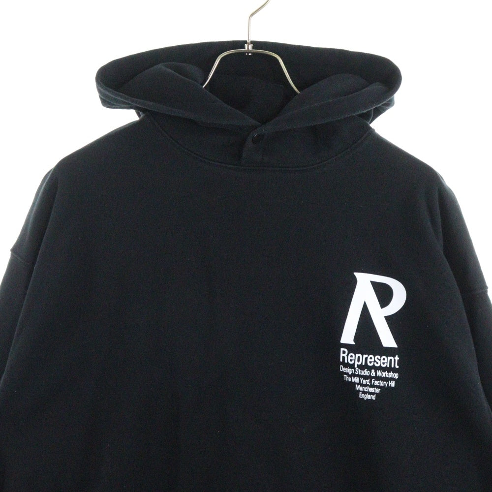 REPRESENT(リプレゼント) 両面ロゴプリント プルオーバー スウェットパーカー フーディ ブラック
