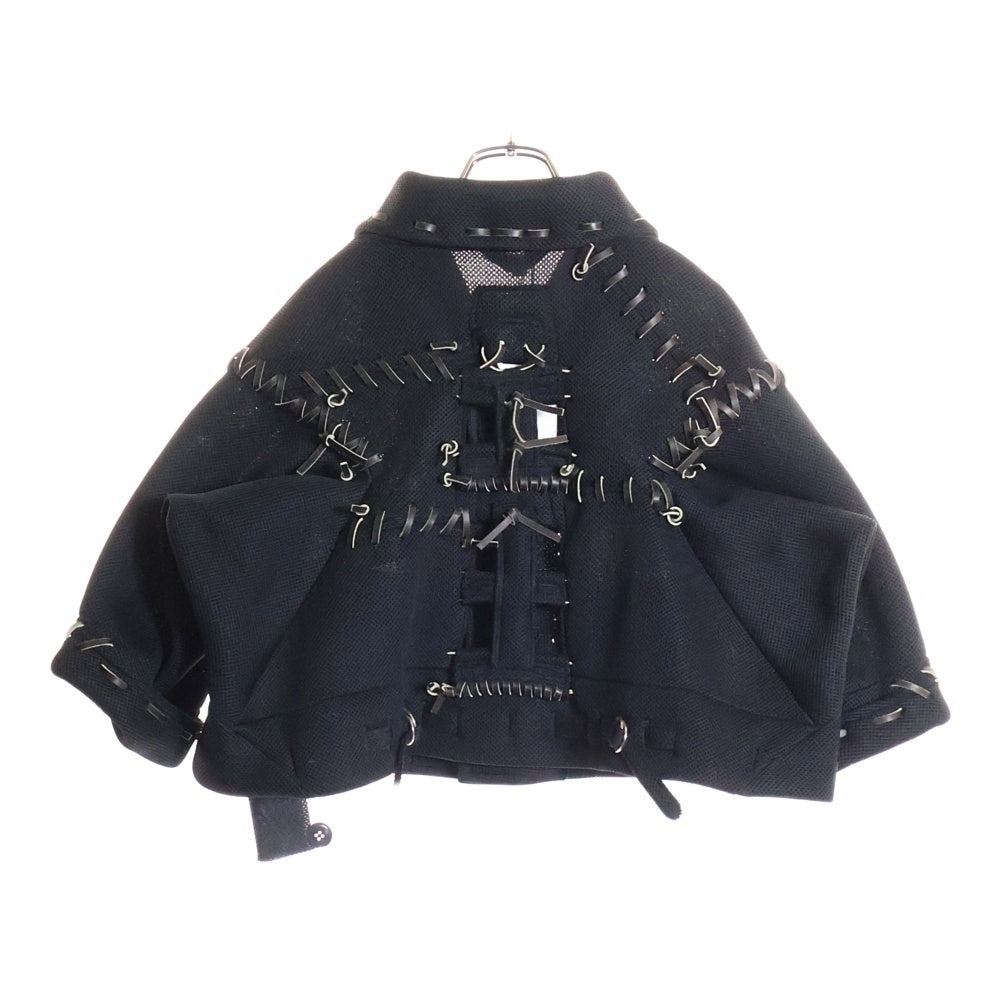 COMME des GARCONS(コムデギャルソン) 05SS ボンディング レザー編み込み ショート丈 ジャケット ブラック レディース GO-J051 AD2004