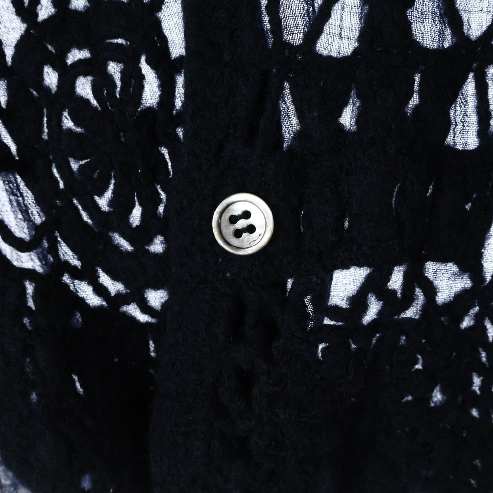 robe de chambre COMME des GARCONS(ローブドシャンブル コムデギャルソン) 94SS ウール 編み込み ドッキング クロップド 長袖シャツ ブラウス ブラック/ネイビー RJ-100030 AD1993 レディース