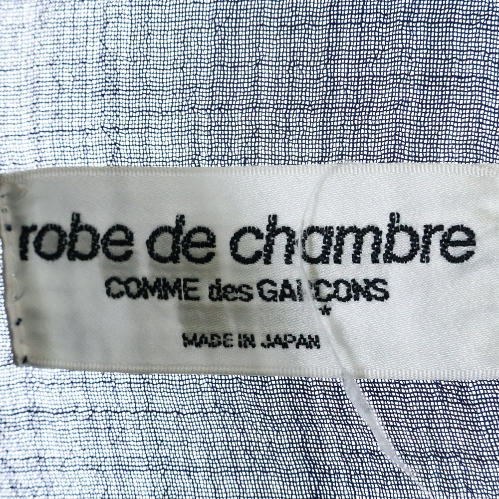 robe de chambre COMME des GARCONS(ローブドシャンブル コムデギャルソン) 94SS ウール 編み込み ドッキング クロップド 長袖シャツ ブラウス ブラック/ネイビー RJ-100030 AD1993 レディース