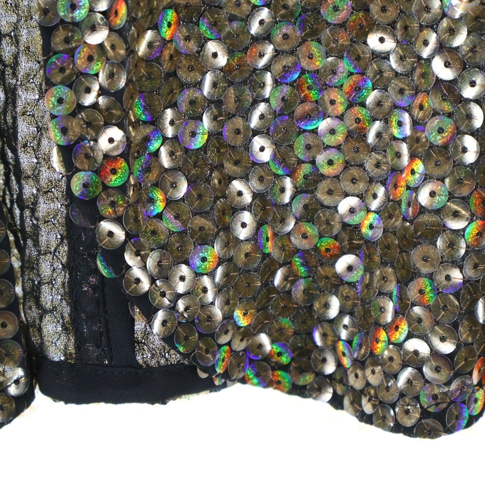 COMME des GARCONS(コムデギャルソン) 99AW スパンコール シースルー ノーボタンジャケット ゴールド レディース GJ-04041S AD1999