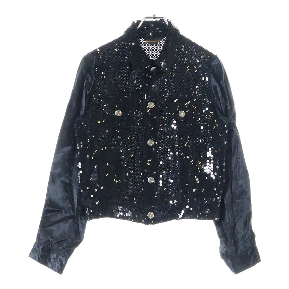 COMME des GARCONS(コムデギャルソン) 02AW スパンコール 袖切替 ジャケット ブラック GG-J054 AD2002
