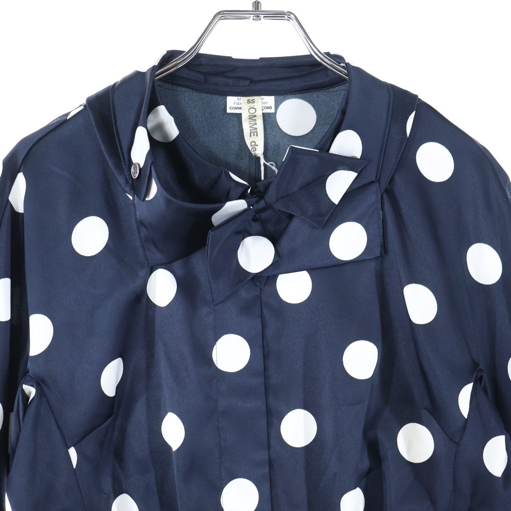 COMME des GARCONS(コムデギャルソン) 06AW 袖フリル センターリボン 水玉 ジャケット ネイビー レディース GR-B013