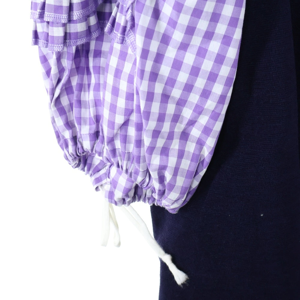 COMME des GARCONS HOMME(コムデギャルソンオム) 08SS 袖フリルドッキング フーデッド 長袖ワンピース ドレス ネイビー/パープル GA-0032 AD2007 レディース