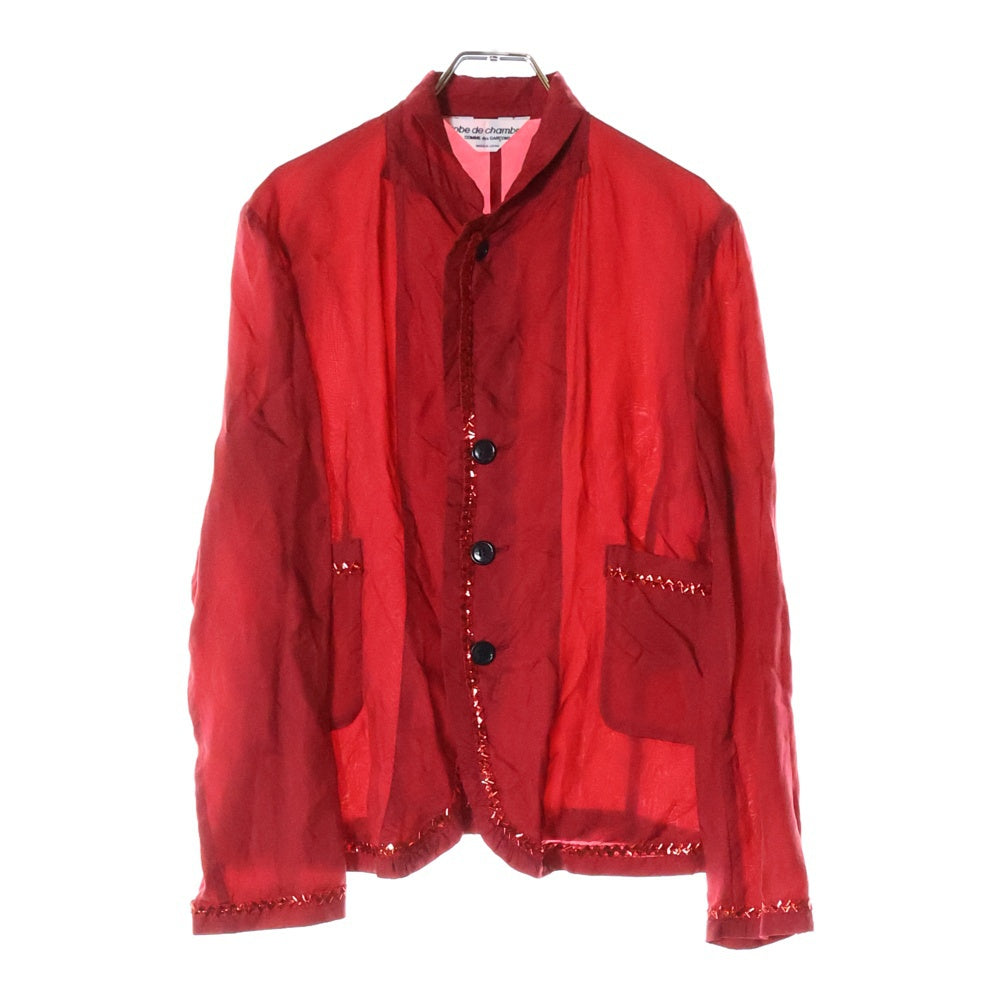 robe de chambre COMME des GARCONS(ローブドシャンブル コムデギャルソン) 01AW ラメレース フロントポケット 長袖シャツ レッド レディース RC-J028 AD2001