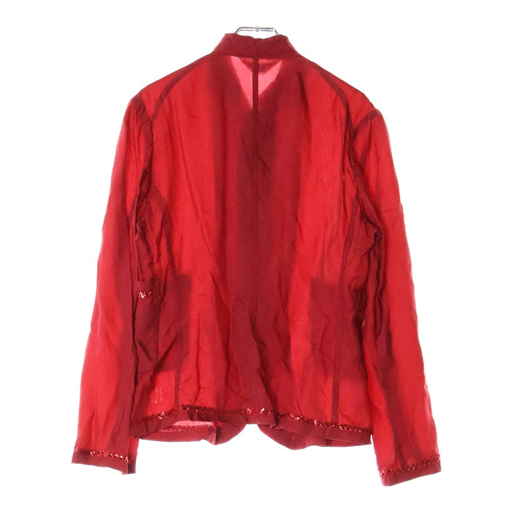 robe de chambre COMME des GARCONS(ローブドシャンブル コムデギャルソン) 01AW ラメレース フロントポケット 長袖シャツ レッド レディース RC-J028 AD2001