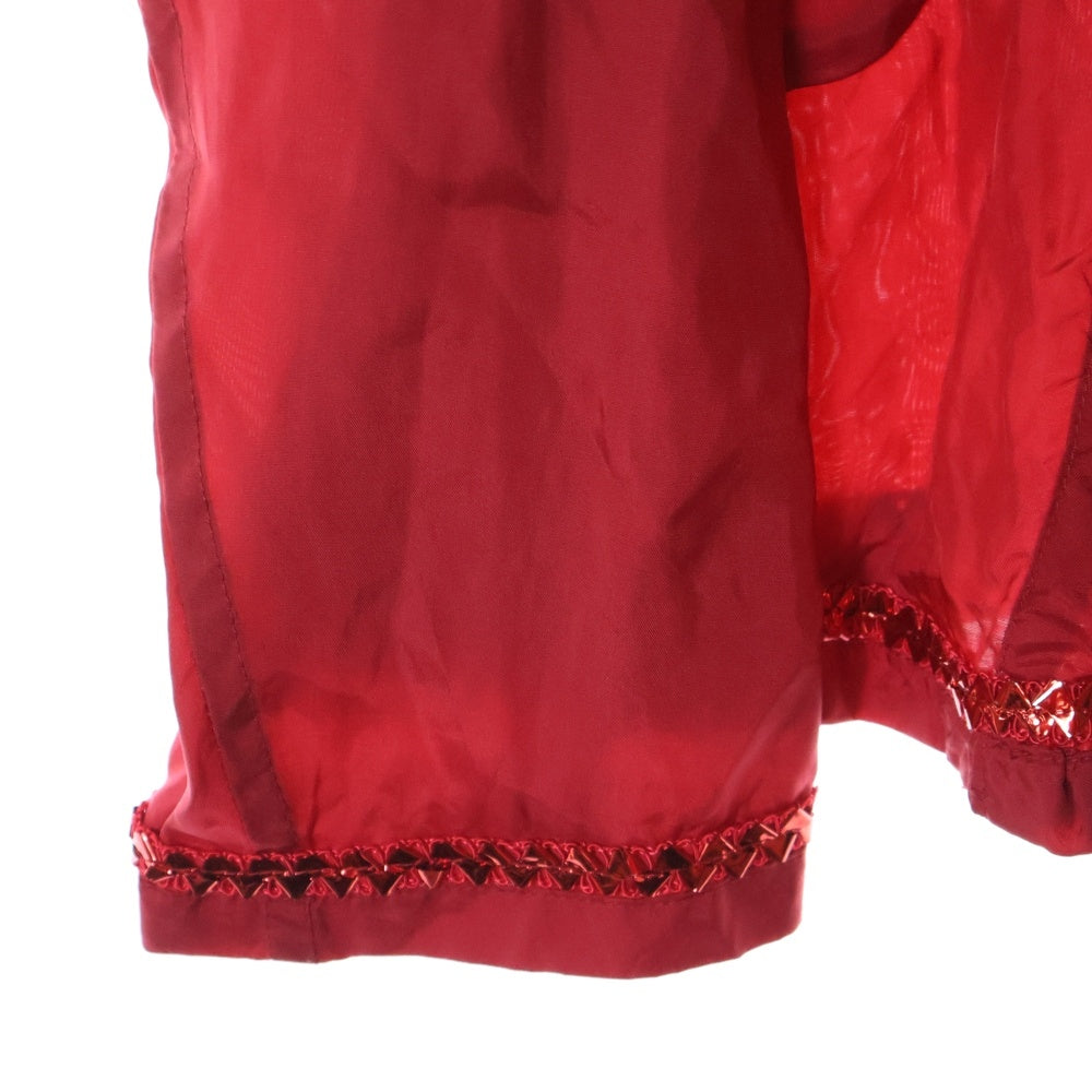 robe de chambre COMME des GARCONS(ローブドシャンブル コムデギャルソン) 01AW ラメレース フロントポケット 長袖シャツ レッド レディース RC-J028 AD2001