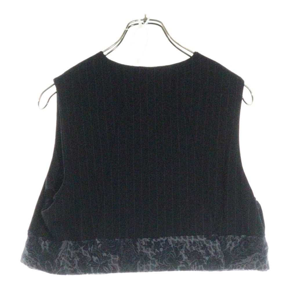 COMME des GARCONS(コムデギャルソン) 93AW リブ切替 ダブルレイヤード Vネック ストライプ プルオーバーベスト ブラック GV-110040 AD1992