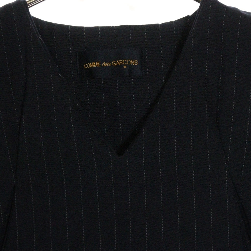 COMME des GARCONS(コムデギャルソン) 93AW リブ切替 ダブルレイヤード Vネック ストライプ プルオーバーベスト ブラック GV-110040 AD1992