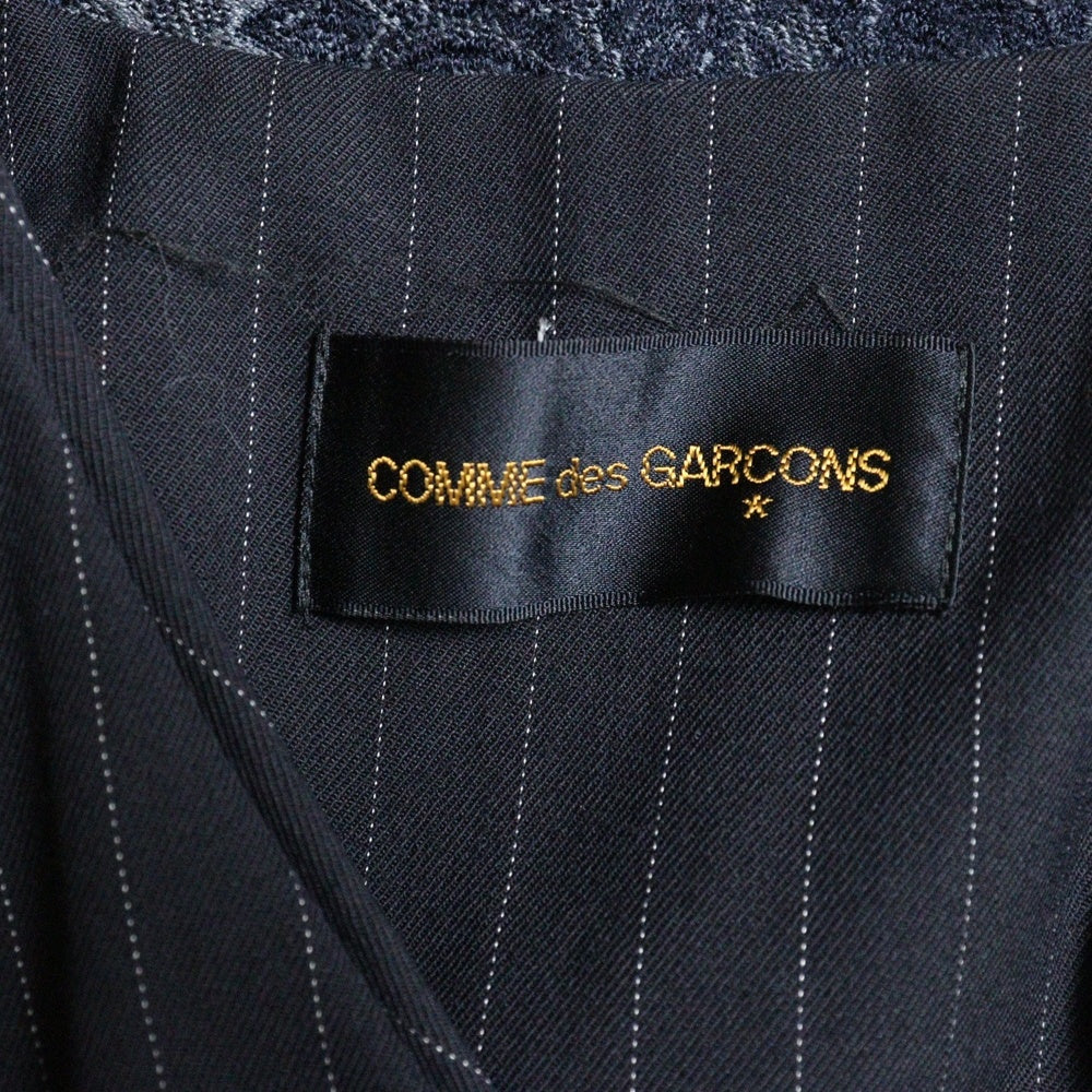 COMME des GARCONS(コムデギャルソン) 93AW リブ切替 ダブルレイヤード Vネック ストライプ プルオーバーベスト ブラック GV-110040 AD1992