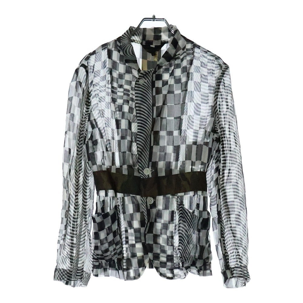 COMME des GARCONS(コムデギャルソン) 01SS 幾何学柄 カモフラテープデザイン 長袖シャツ ブラック/ホワイト レディース GJ 10044S AD2000