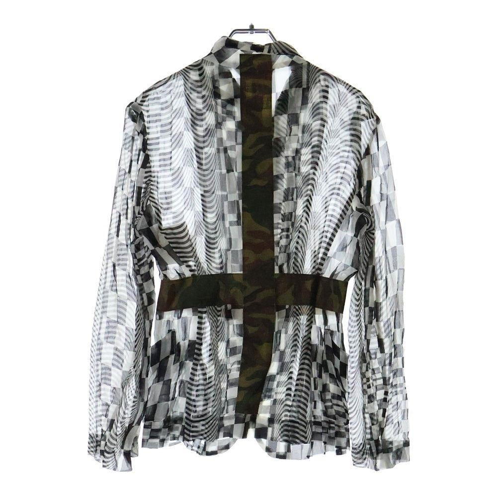 COMME des GARCONS(コムデギャルソン) 01SS 幾何学柄 カモフラテープデザイン 長袖シャツ ブラック/ホワイト レディース GJ 10044S AD2000