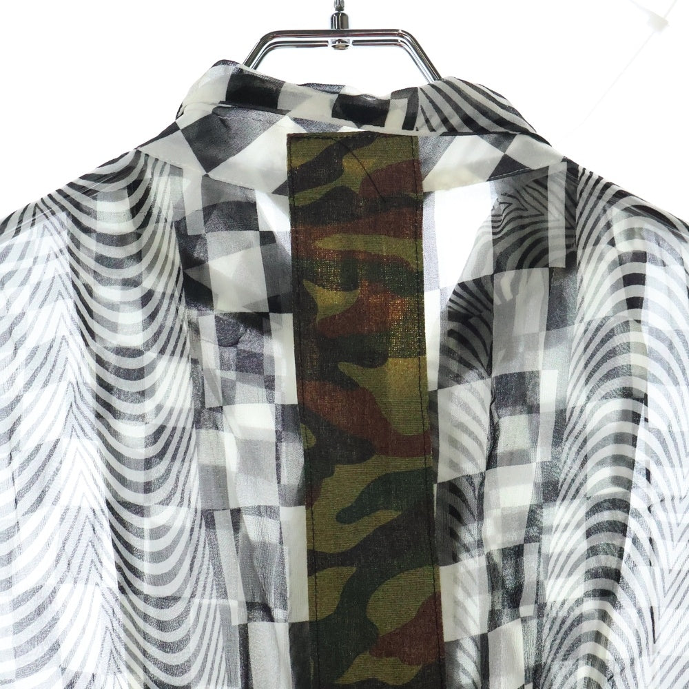 COMME des GARCONS(コムデギャルソン) 01SS 幾何学柄 カモフラテープデザイン 長袖シャツ ブラック/ホワイト レディース GJ 10044S AD2000