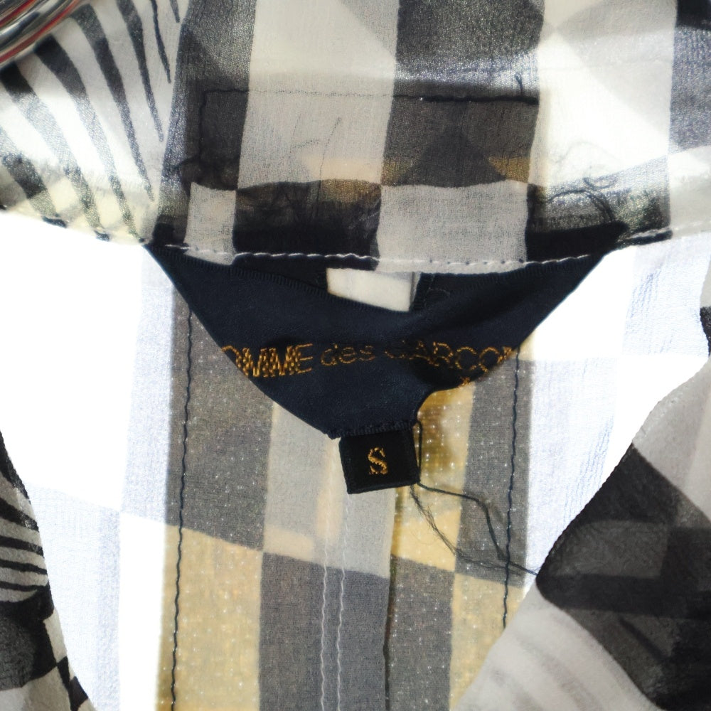 COMME des GARCONS(コムデギャルソン) 01SS 幾何学柄 カモフラテープデザイン 長袖シャツ ブラック/ホワイト レディース GJ 10044S AD2000
