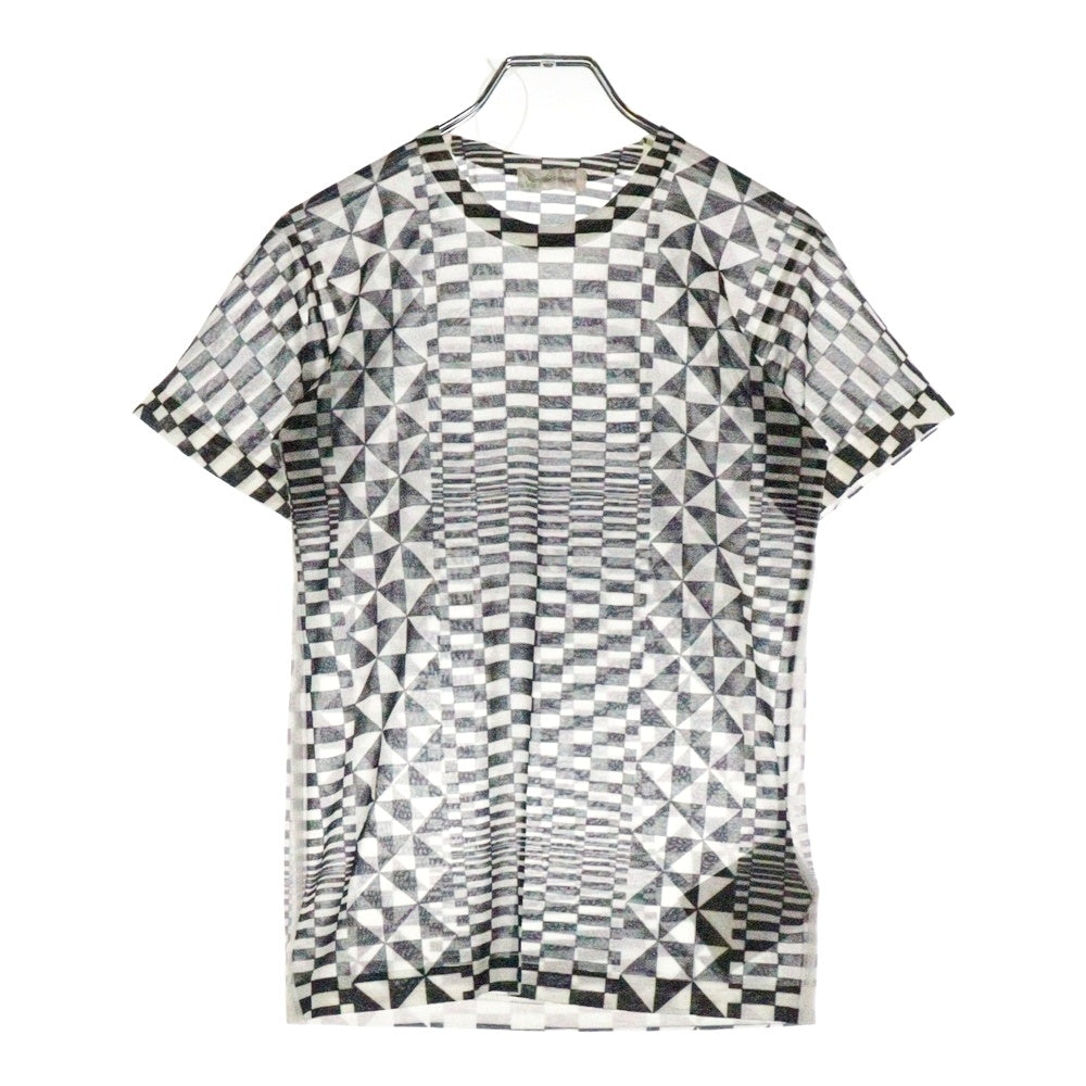 COMME des GARCONS(コムデギャルソン) 01SS シースルー チェッカーボード 半袖Tシャツ ホワイト/ブラック レディース GT100010 AD2000