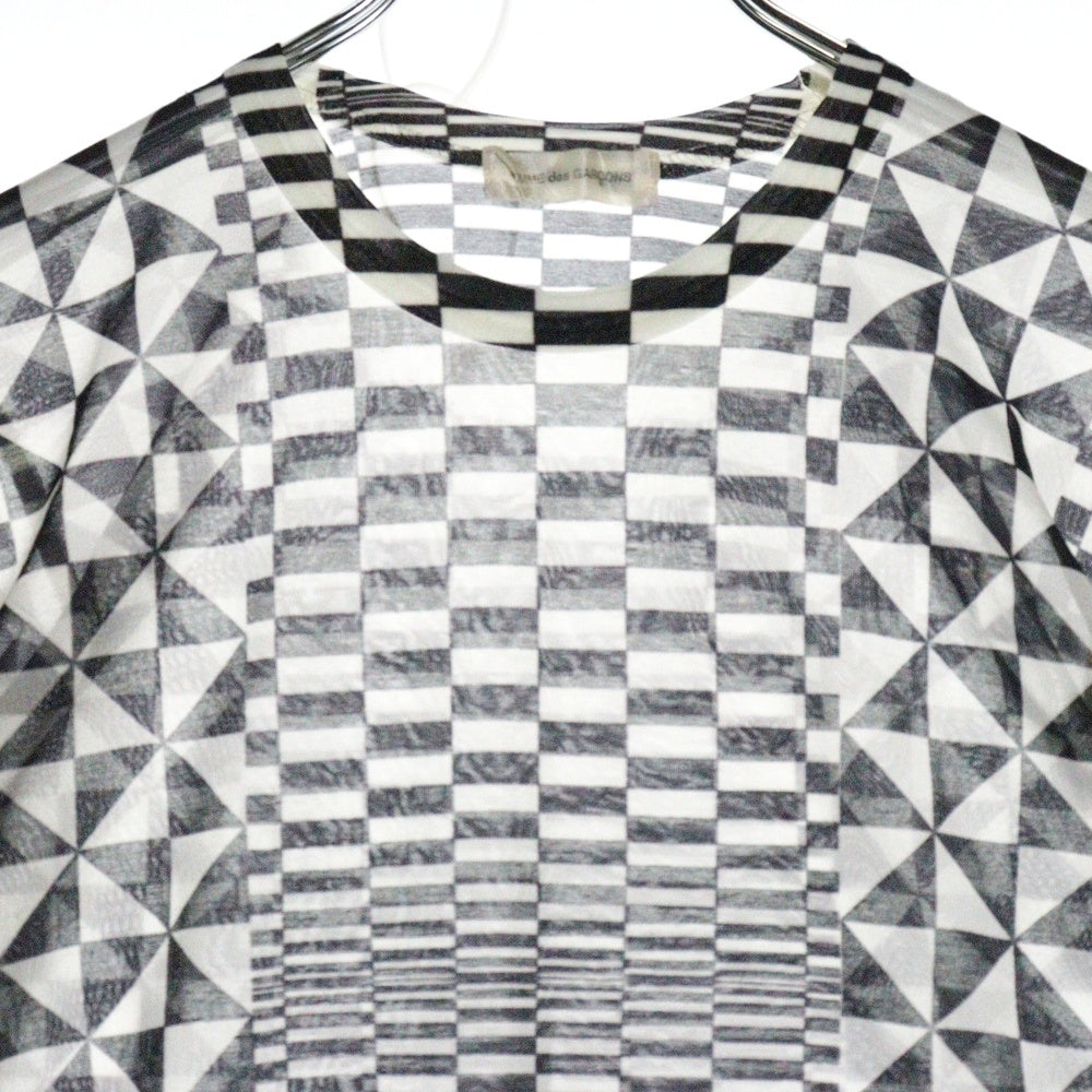 COMME des GARCONS(コムデギャルソン) 01SS シースルー チェッカーボード 半袖Tシャツ ホワイト/ブラック レディース GT100010 AD2000