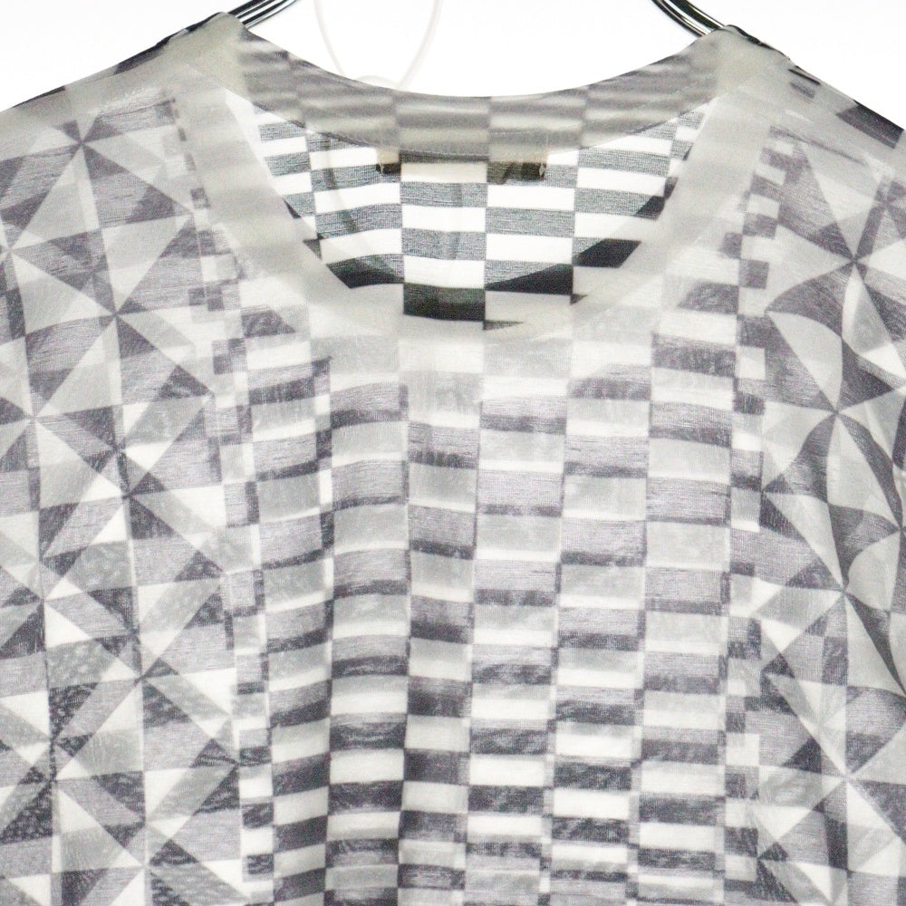 COMME des GARCONS(コムデギャルソン) 01SS シースルー チェッカーボード 半袖Tシャツ ホワイト/ブラック レディース GT100010 AD2000