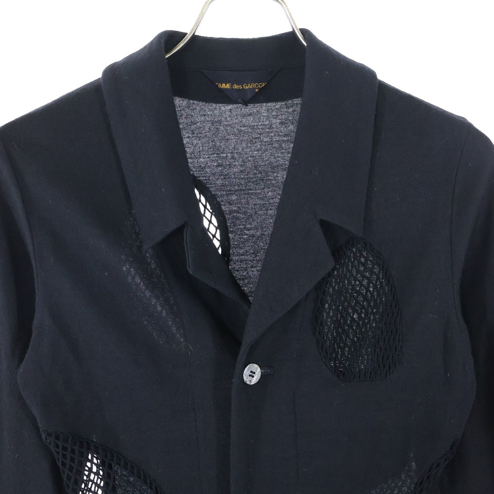 COMME des GARCONS(コムデギャルソン) 91AW メッシュニット切替 スタンドカラー 七分丈カーディガン ブラック レディース GJ-05047S AD1991