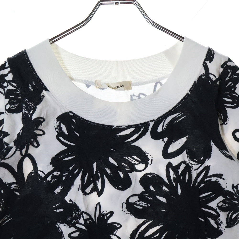 COMME des GARCONS(コムデギャルソン) 12SS フラワー総柄 半袖Tシャツ ホワイト/ブラック レディース GI-T053 AD2011