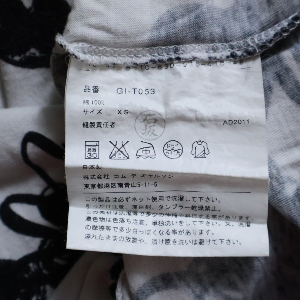COMME des GARCONS(コムデギャルソン) 12SS フラワー総柄 半袖Tシャツ ホワイト/ブラック レディース GI-T053 AD2011