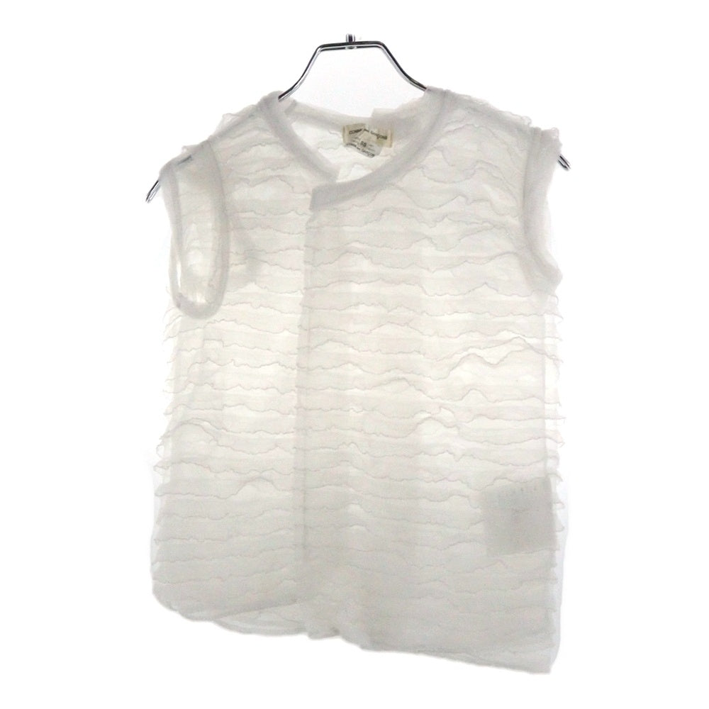 COMME des GARCONS(コムデギャルソン) 08SS ラメ フリル ノースリーブブラウス ホワイト レディース GA-T052 AD2007