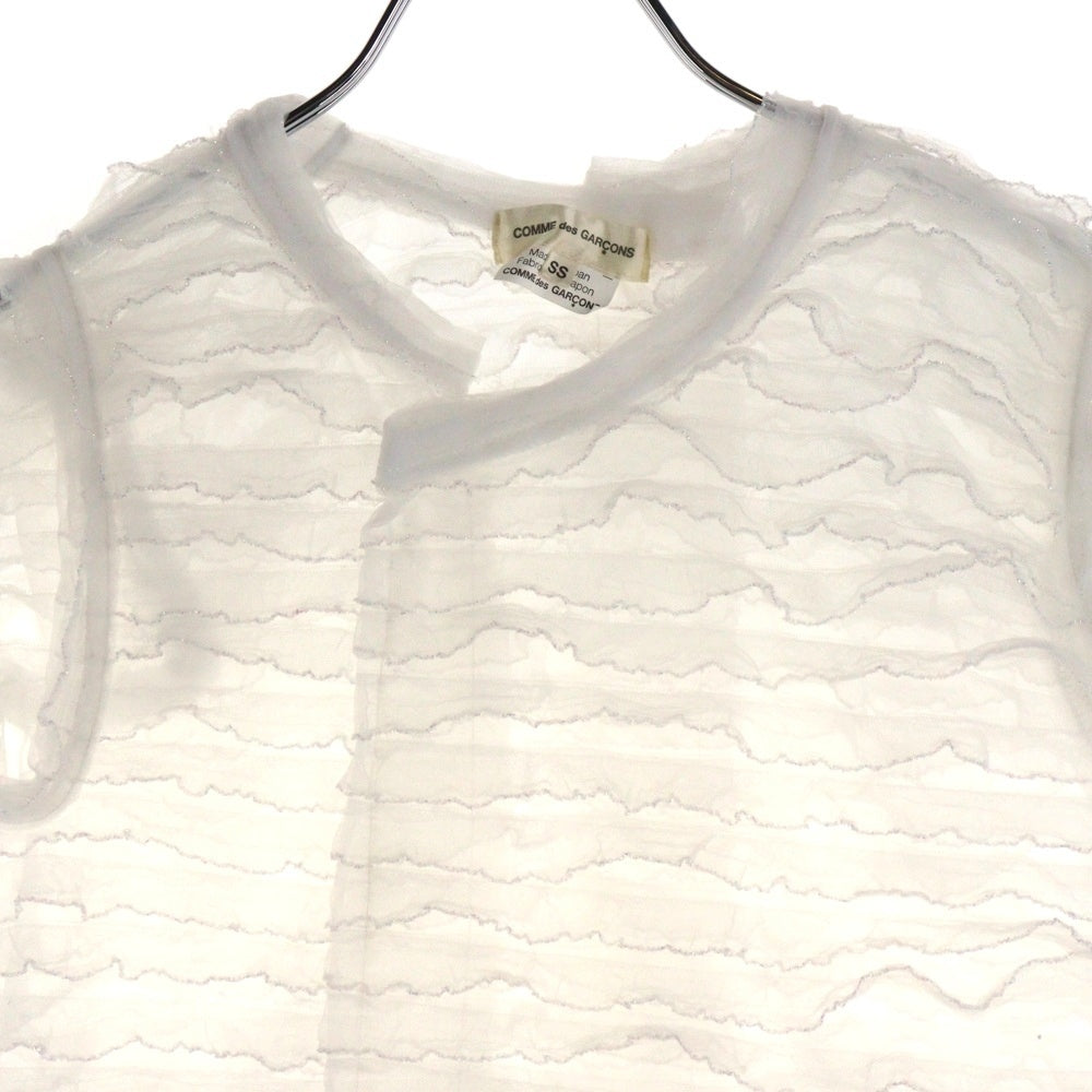COMME des GARCONS(コムデギャルソン) 08SS ラメ フリル ノースリーブブラウス ホワイト レディース GA-T052 AD2007