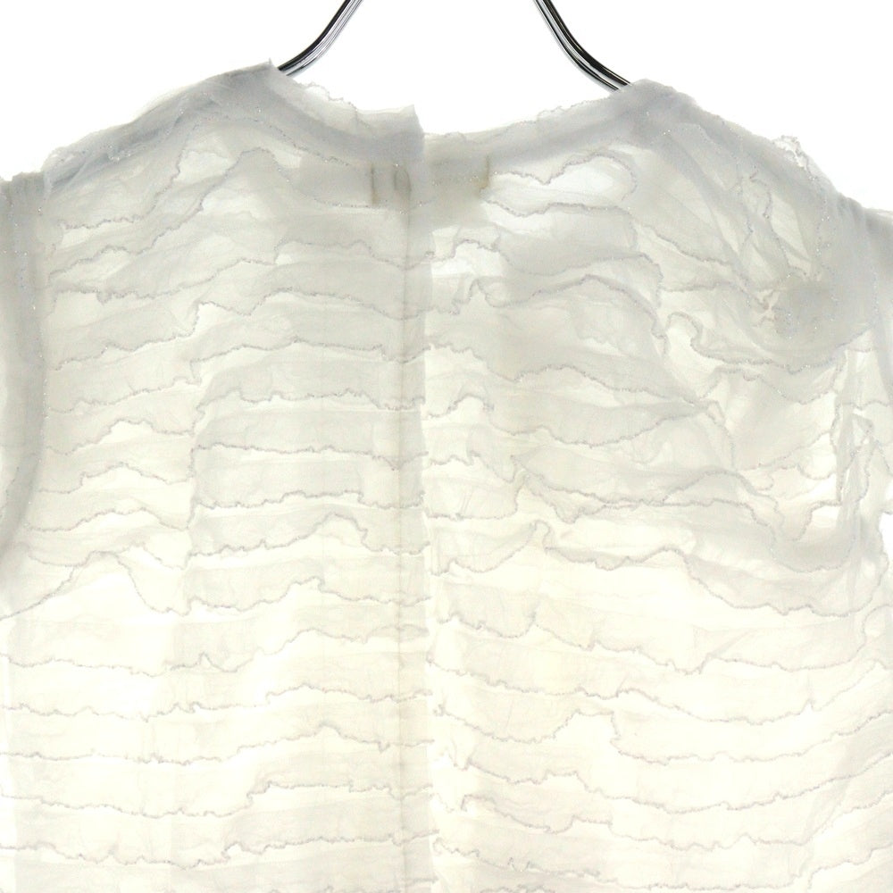 COMME des GARCONS(コムデギャルソン) 08SS ラメ フリル ノースリーブブラウス ホワイト レディース GA-T052 AD2007