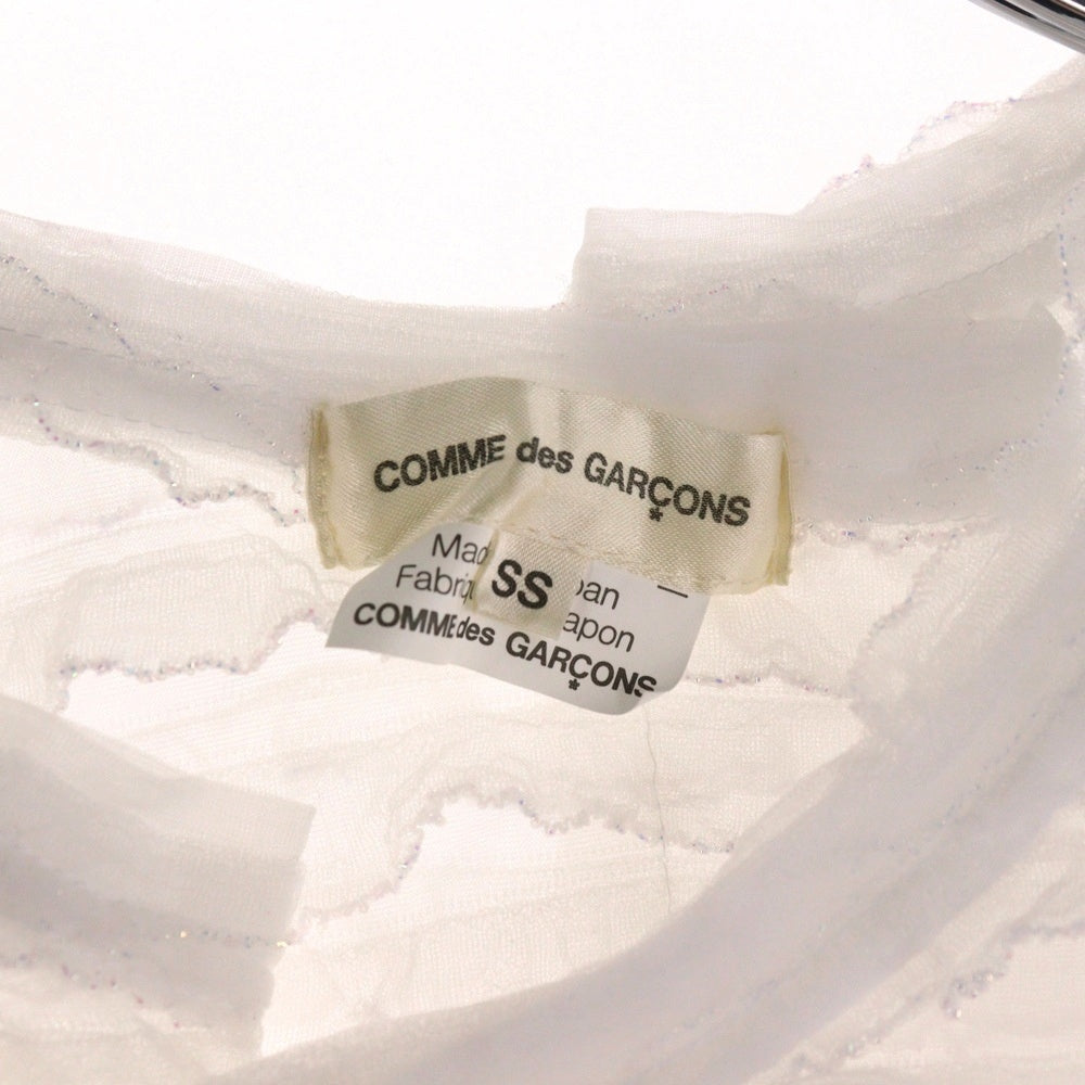 COMME des GARCONS(コムデギャルソン) 08SS ラメ フリル ノースリーブブラウス ホワイト レディース GA-T052 AD2007