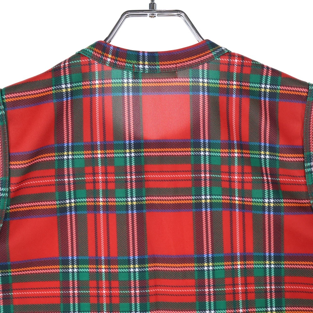 COMME des GARCONS(コムデギャルソン) 06SS タータンチェック 転写プリント ノースリーブカットソー レッド レディース GQ-T017 AD2005