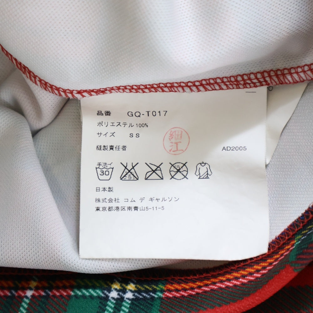 COMME des GARCONS(コムデギャルソン) 06SS タータンチェック 転写プリント ノースリーブカットソー レッド レディース GQ-T017 AD2005