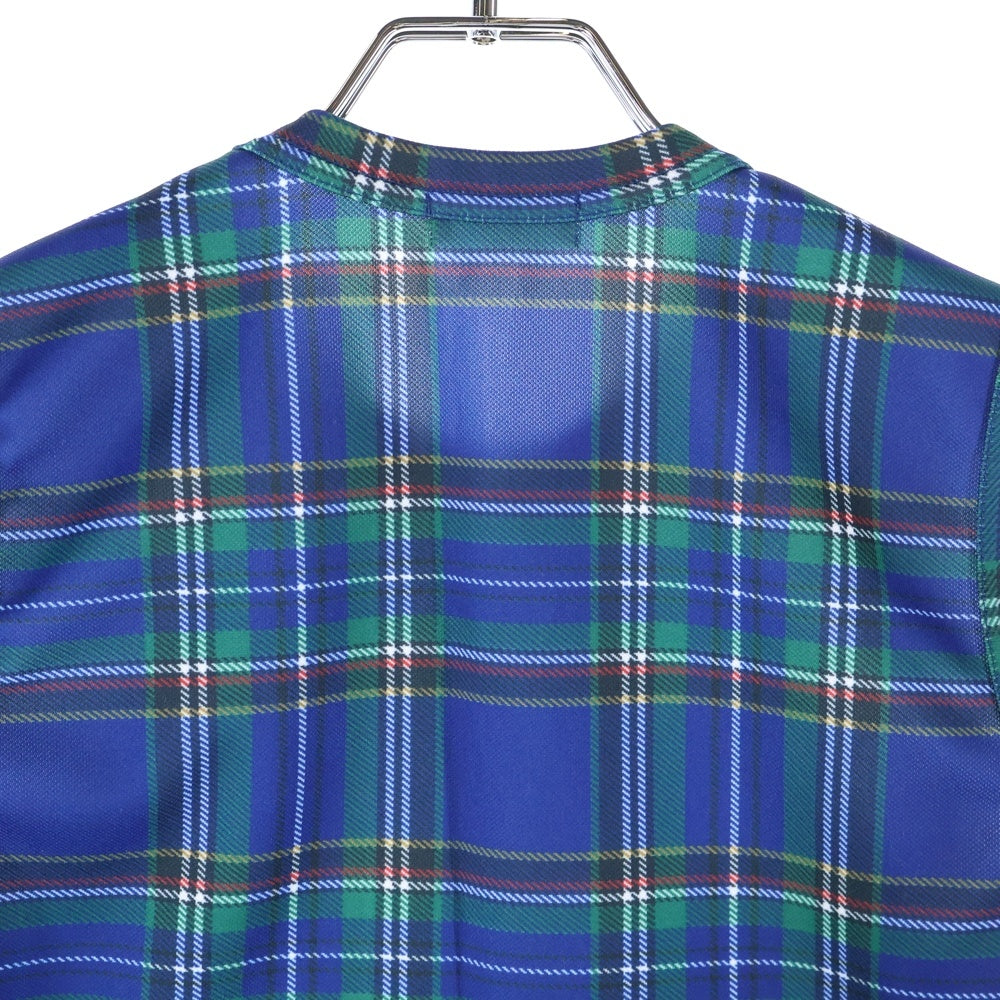 COMME des GARCONS(コムデギャルソン) 06SS タータンチェック 転写プリント ノースリーブカットソー ブルー レディース GQ-T017 AD2005
