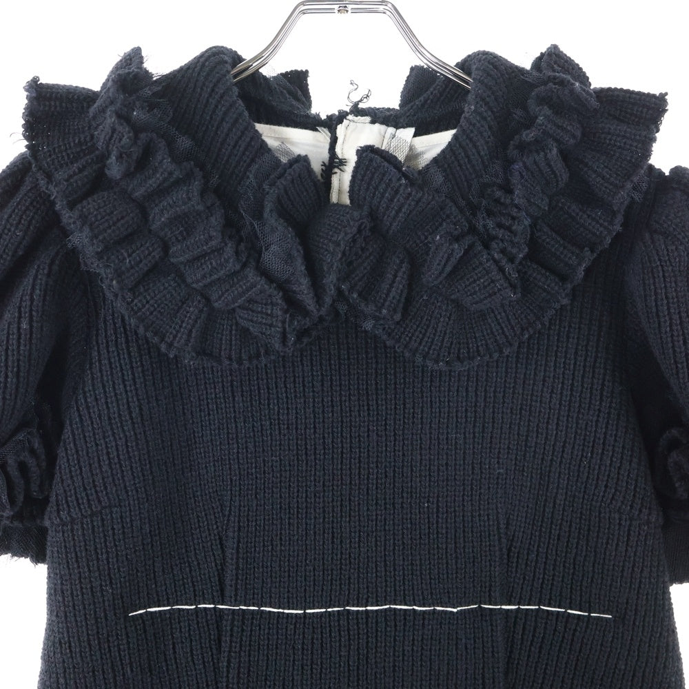 COMME des GARCONS(コムデギャルソン) 15SS フリンジニット切り替え ウールワンピース ブラック レディース GN-O005 AD2014