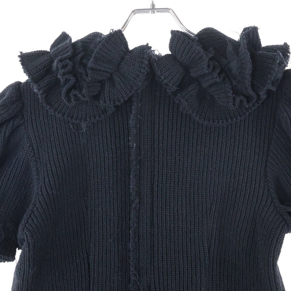COMME des GARCONS(コムデギャルソン) 15SS フリンジニット切り替え ウールワンピース ブラック レディース GN-O005 AD2014