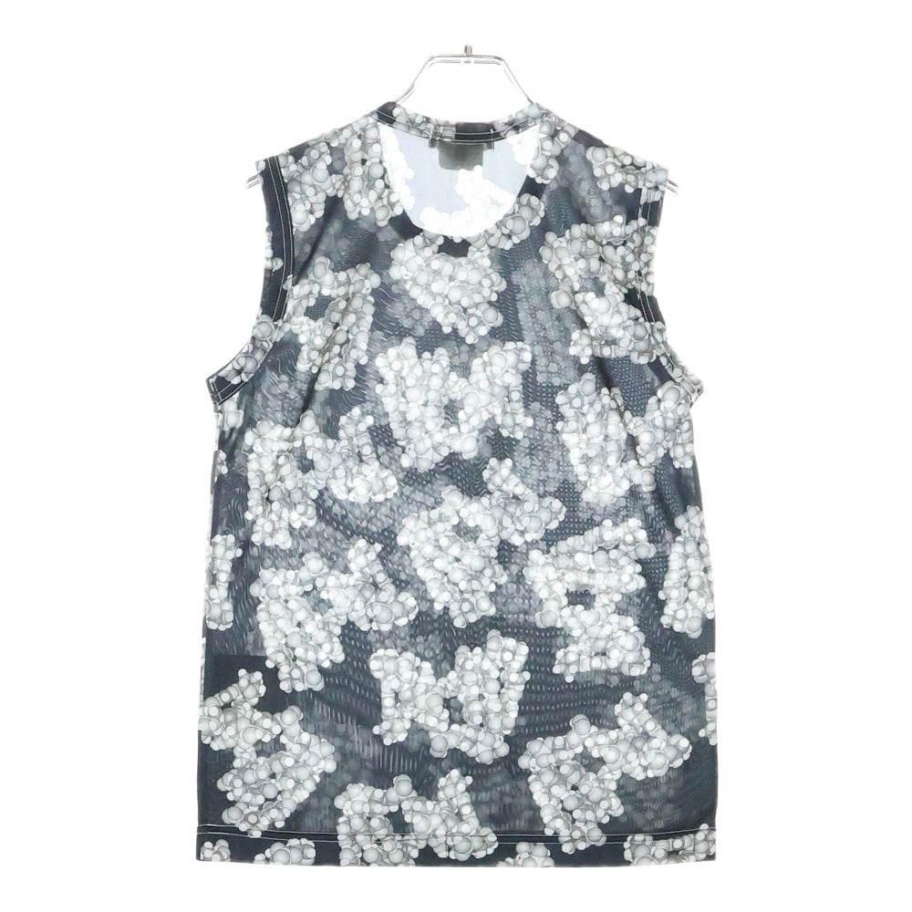 COMME des GARCONS(コムデギャルソン) 09SS 総柄プリント ポリエステル ノースリーブカットソー ブラック GC-T019 AD2008