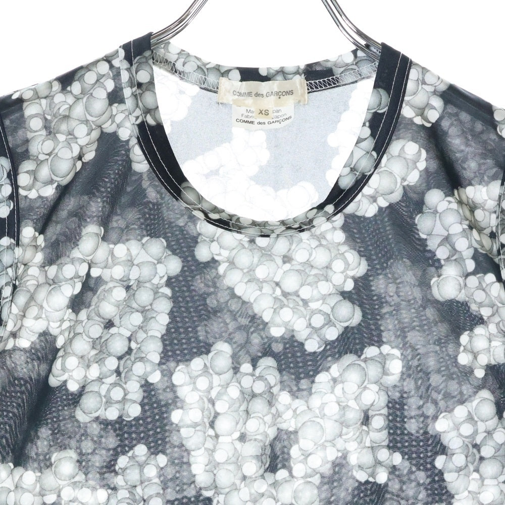 COMME des GARCONS(コムデギャルソン) 09SS 総柄プリント ポリエステル ノースリーブカットソー ブラック GC-T019 AD2008