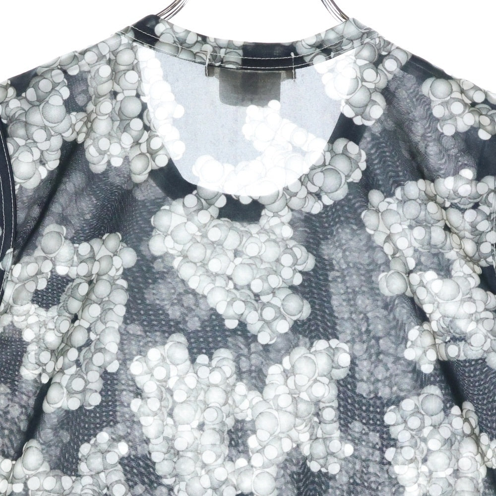 COMME des GARCONS(コムデギャルソン) 09SS 総柄プリント ポリエステル ノースリーブカットソー ブラック GC-T019 AD2008