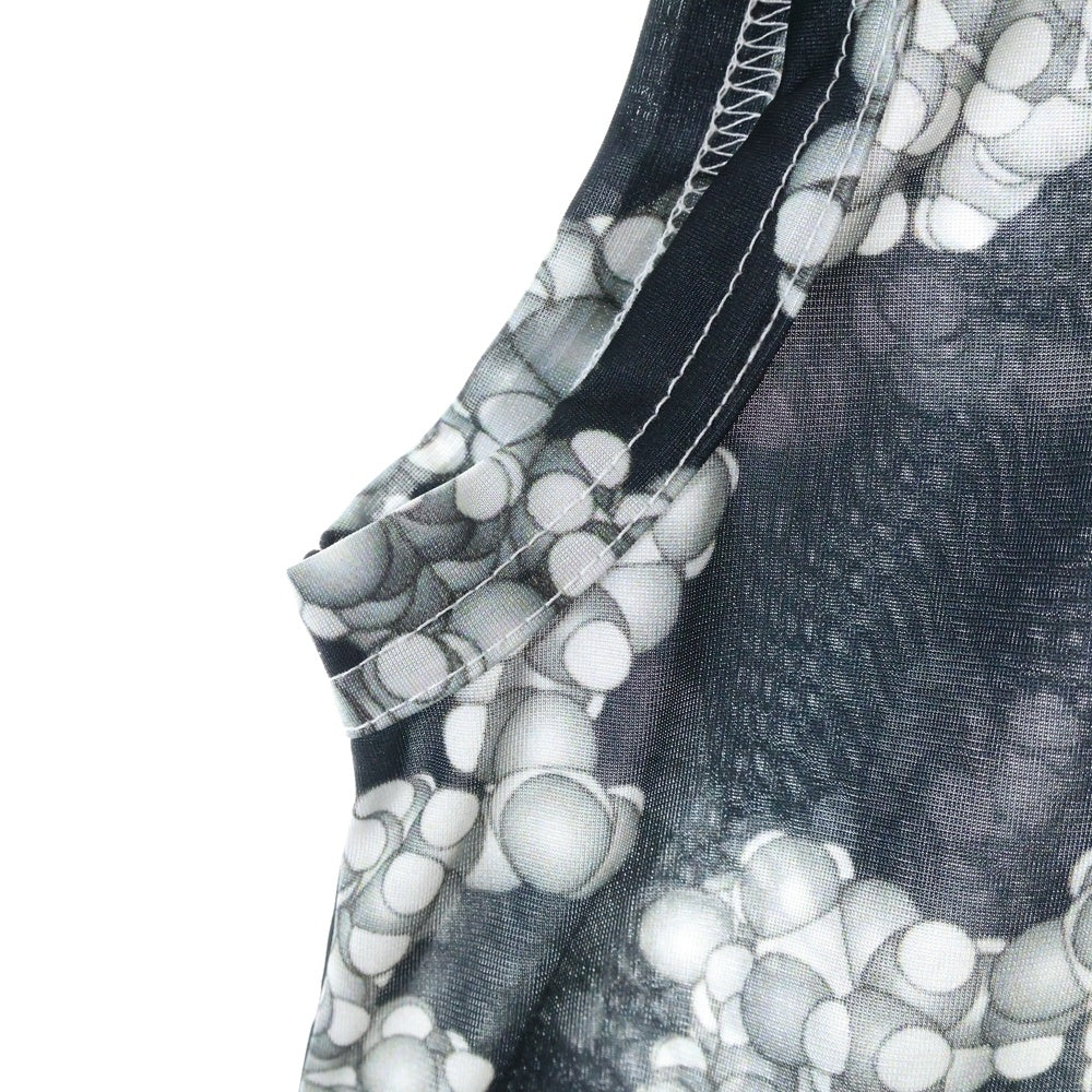 COMME des GARCONS(コムデギャルソン) 09SS 総柄プリント ポリエステル ノースリーブカットソー ブラック GC-T019 AD2008