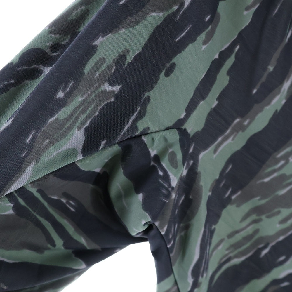 JUNYA WATANABE COMME des GARCONS(ジュンヤワタナベ コムデギャルソン) 94SS 総柄 カモフラ オーバークロスVネック ポリエステル ロングスリーブ クロップド 長袖Tシャツ グリーン JB-100220 AD1993 レディース