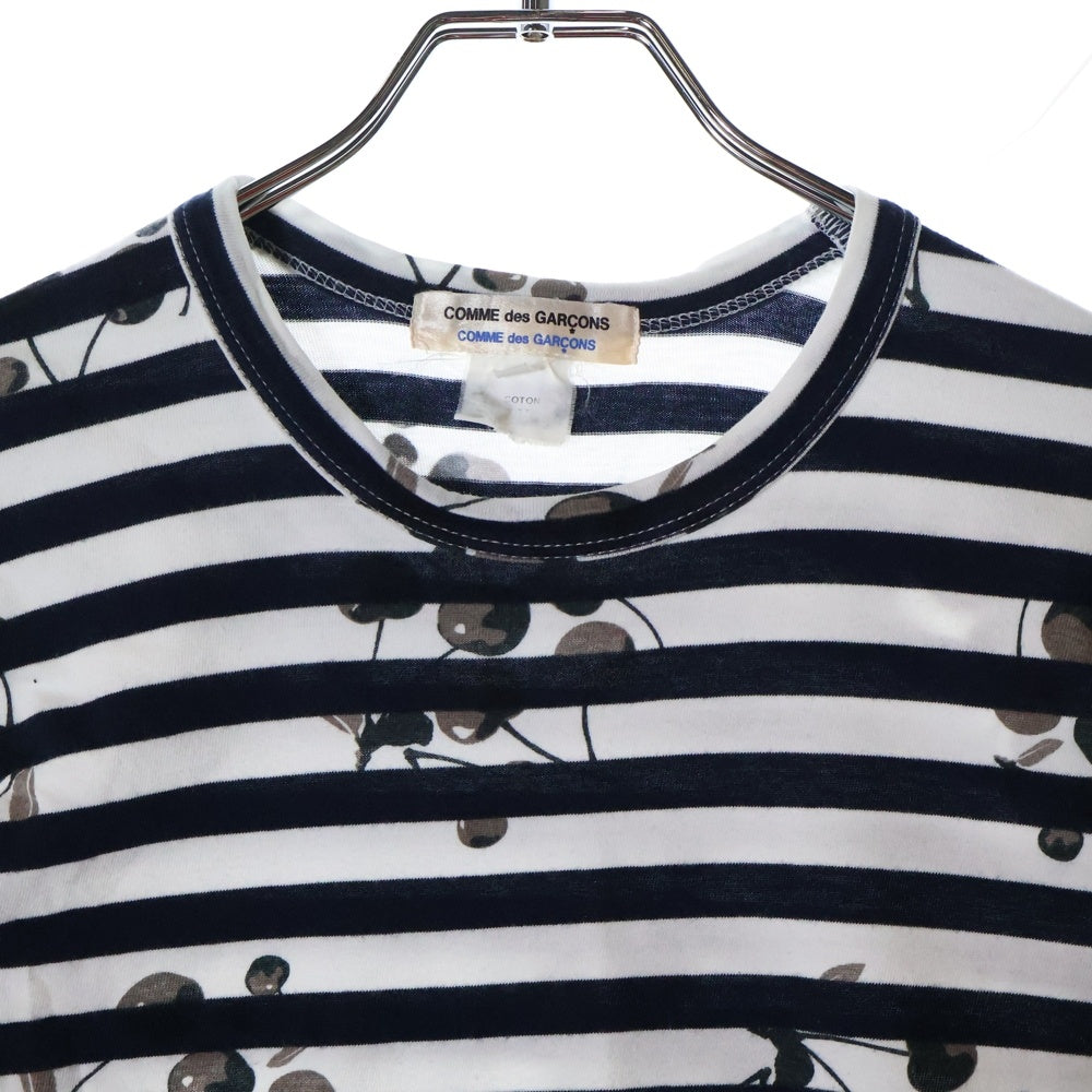 COMME des GARCONS COMME des GARCONS(コムデギャルソンコムデギャルソン) チェリー ボーダー 半袖Tシャツ ホワイト/ネイビー レディース S6B055