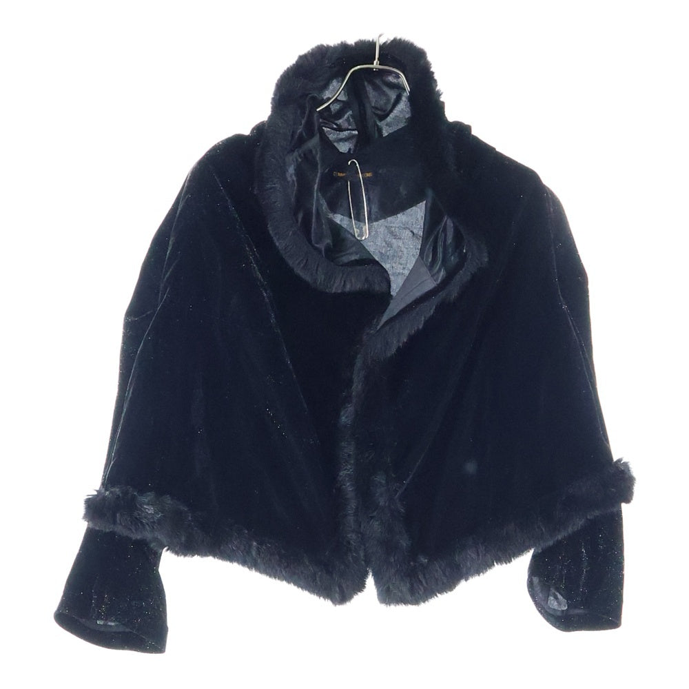 COMME des GARCONS(コムデギャルソン) 99AW ラメベロア ファー付き 長袖 ポンチョジャケット ブラック レディース GJ-040600 AD1999